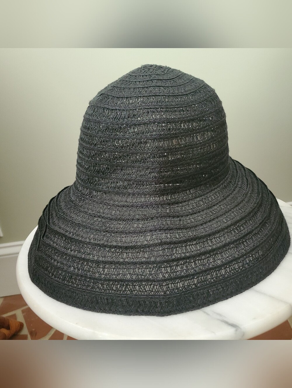 Vintage Betmar Black Paper Wide Brim Floppy Sun Hat - Picture 5 of 9